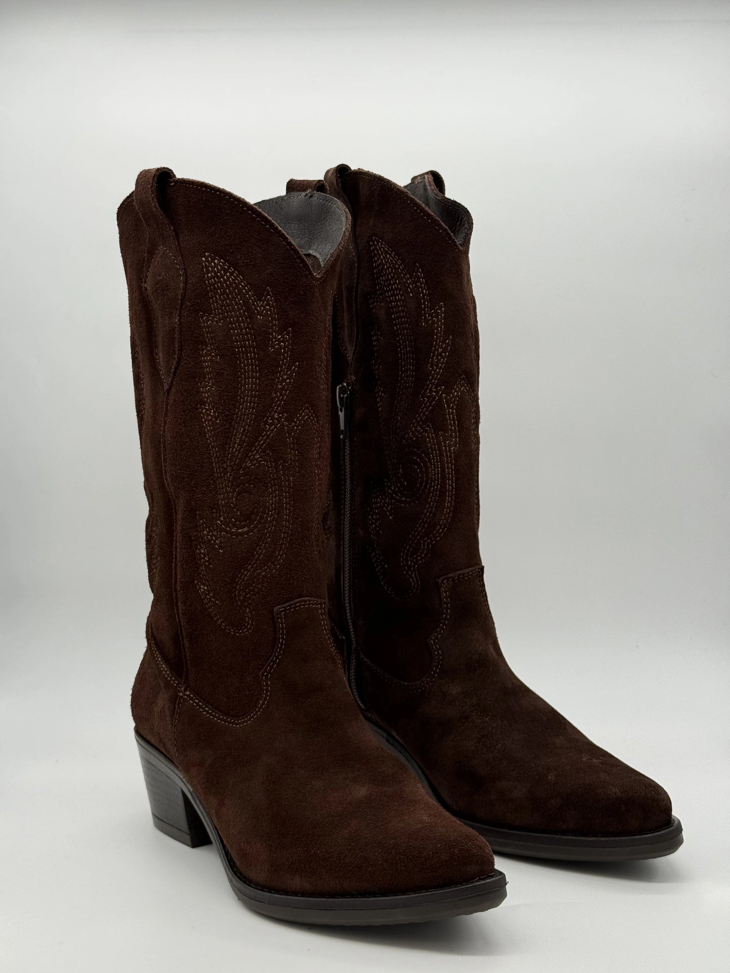 Texanas Femininas Clássicas de Cano Médio – Castanho e Preto