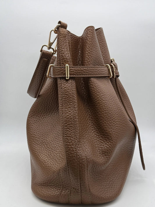 Mala Bucket Feminina em Pele| Camel, Bronze e Preto