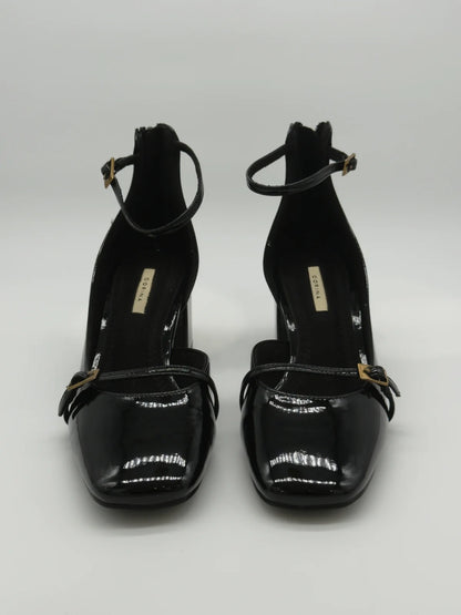 Sapatos de Salto Femininos com Tira e Tacão Médio