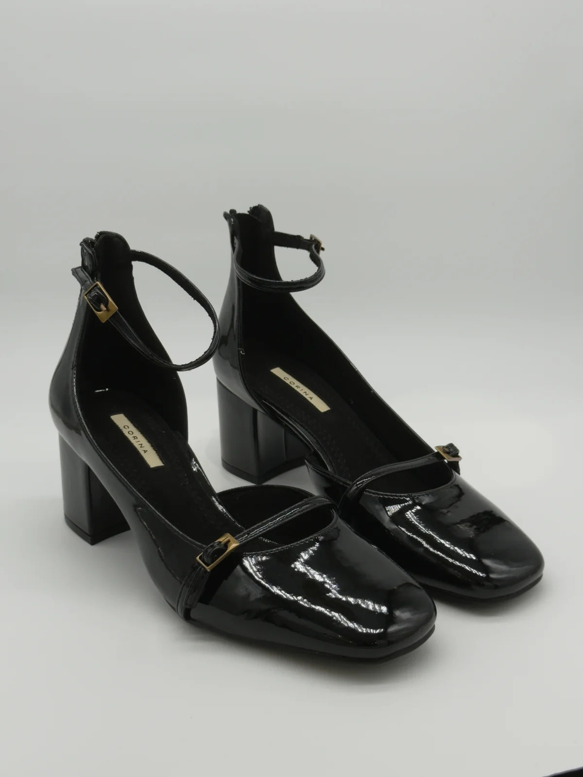 Sapatos de Salto Femininos com Tira e Tacão Médio