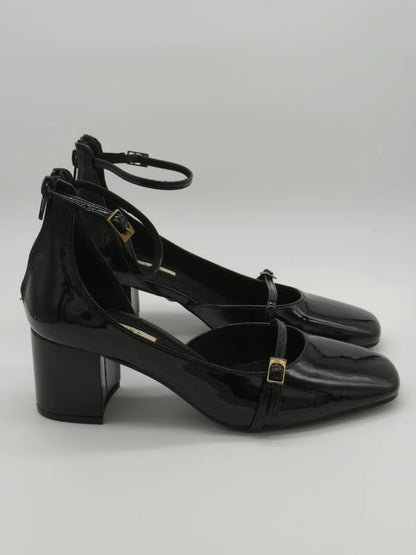 Sapatos de Salto Femininos com Tira e Tacão Médio