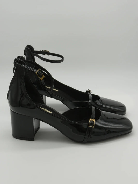 Sapatos de Salto Femininos com Tira e Tacão Médio