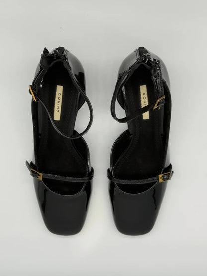 Sapatos de Salto Femininos com Tira e Tacão Médio