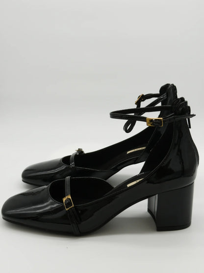 Sapatos de Salto Femininos com Tira e Tacão Médio