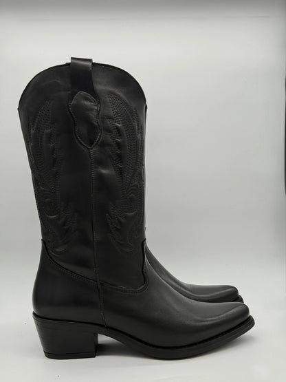 Texanas Femininas Clássicas de Cano Médio – Castanho e Preto