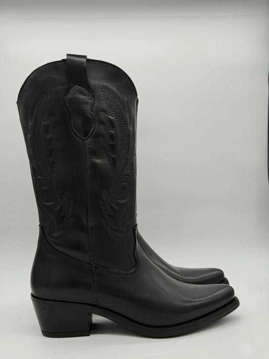 Texanas Femininas Clássicas de Cano Médio – Castanho e Preto