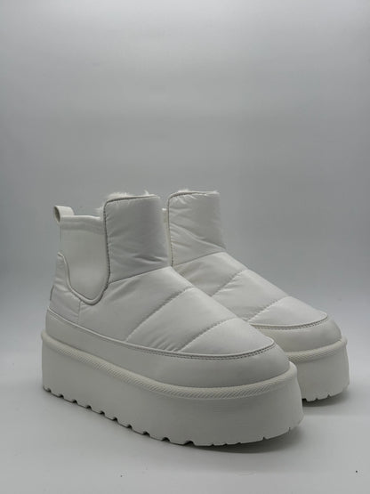 Botas Acolchoadas de Mulher com Plataforma | Castanho, Branco, Preto e Cinzento