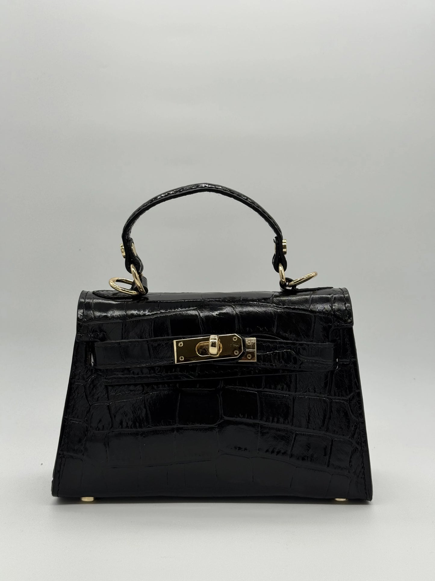 Mala de Mão com Padrão Texturizado e Fecho Metálico | Preto e Bege