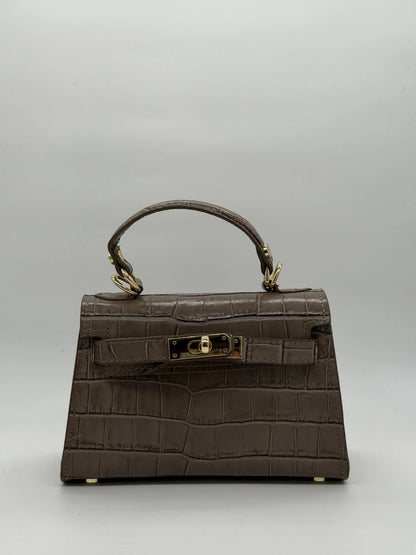 Mala de Mão com Padrão Texturizado e Fecho Metálico | Preto e Bege