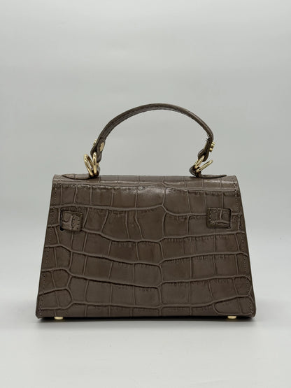 Mala de Mão com Padrão Texturizado e Fecho Metálico | Preto e Bege