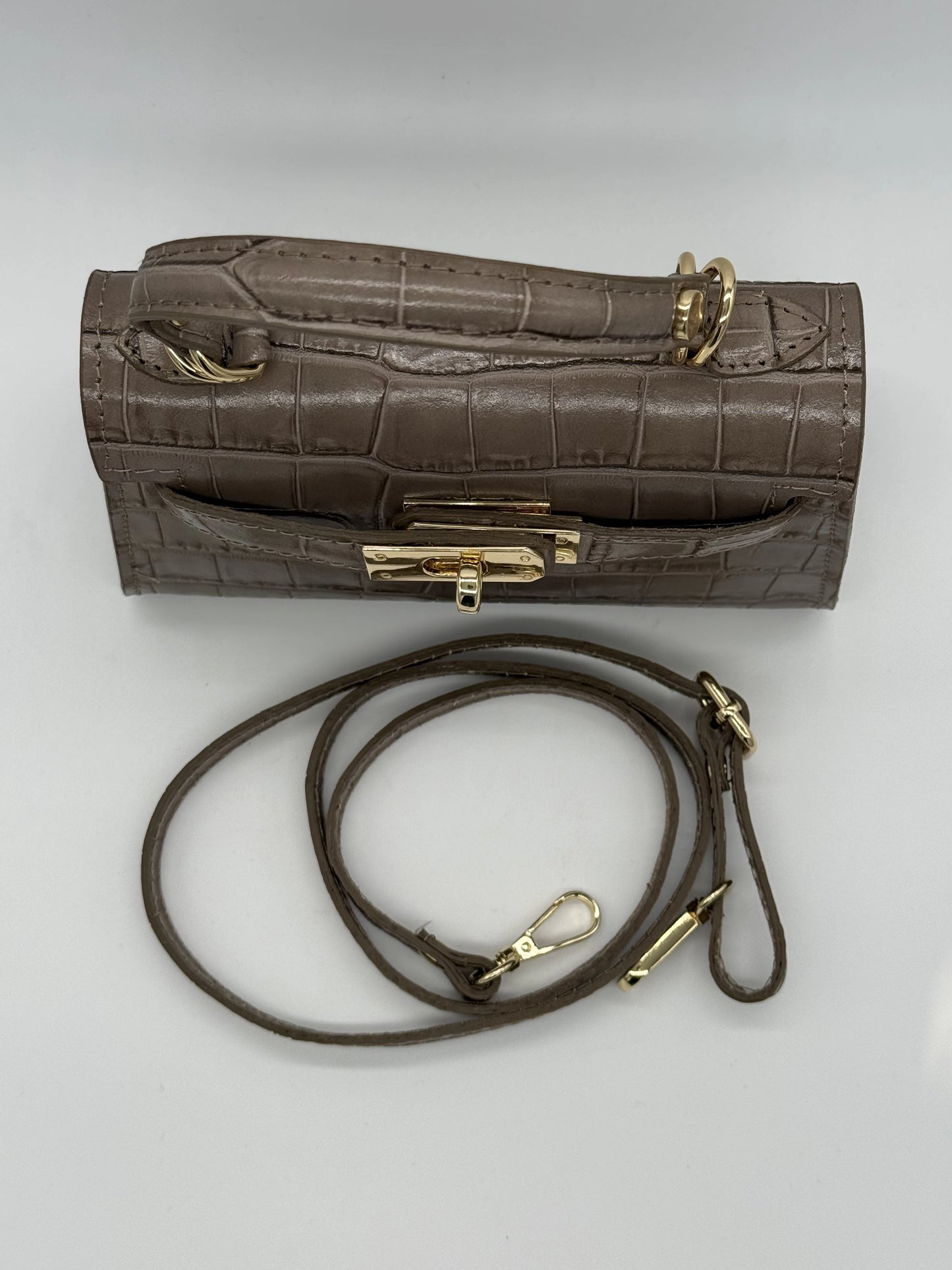 Mala de Mão com Padrão Texturizado e Fecho Metálico | Preto e Bege