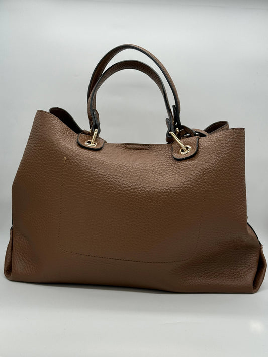 Mala de Mão Feminina Camel com Compartimento Central