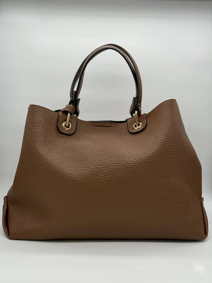 Mala de Mão Feminina Camel com Compartimento Central