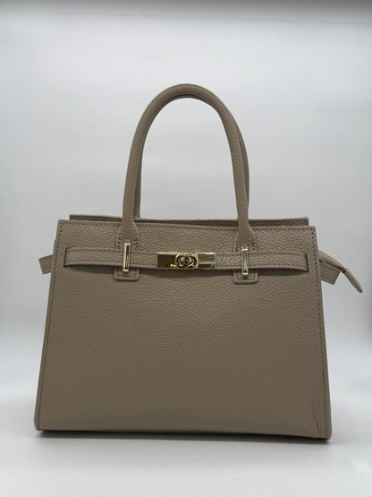 Mala de Mão em Pele | Bege, Castanho e Preto