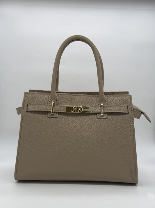 Mala de Mão em Pele | Bege, Castanho e Preto