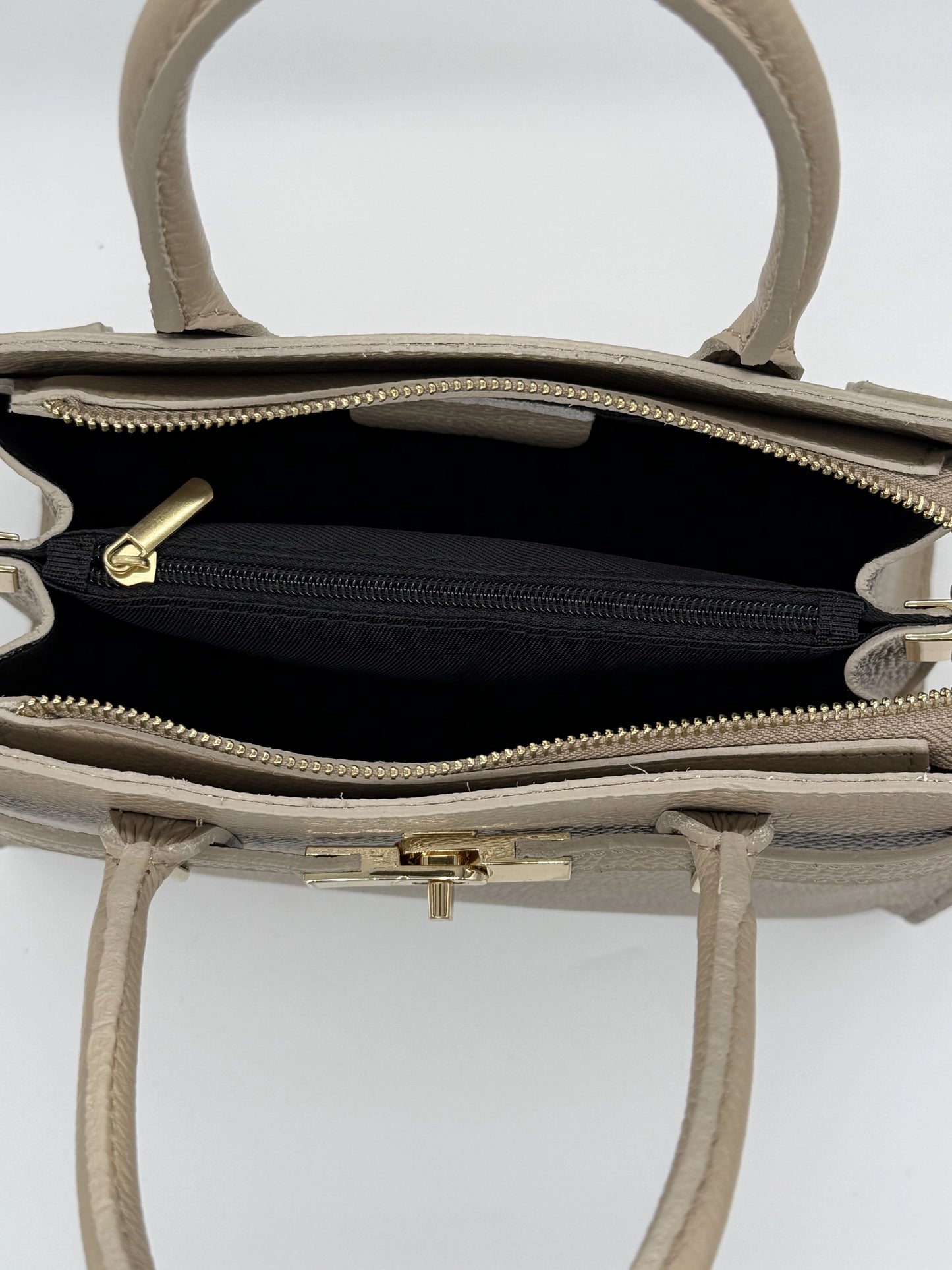 Mala de Mão em Pele | Bege, Castanho e Preto