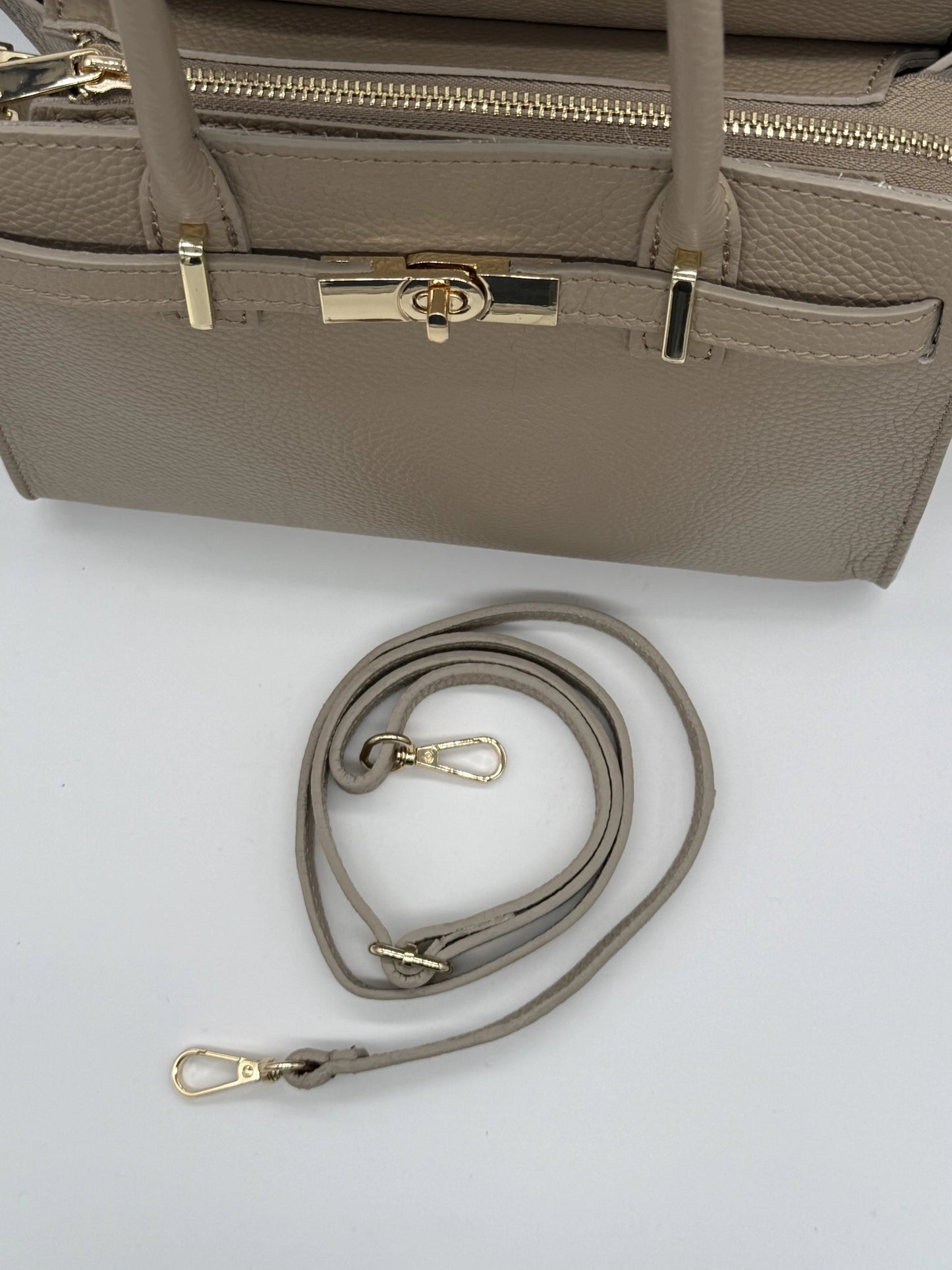 Mala de Mão em Pele | Bege, Castanho e Preto