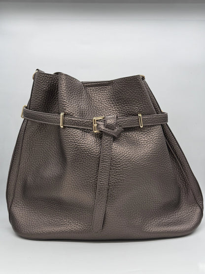 Mala Bucket Feminina em Pele| Camel, Bronze e Preto