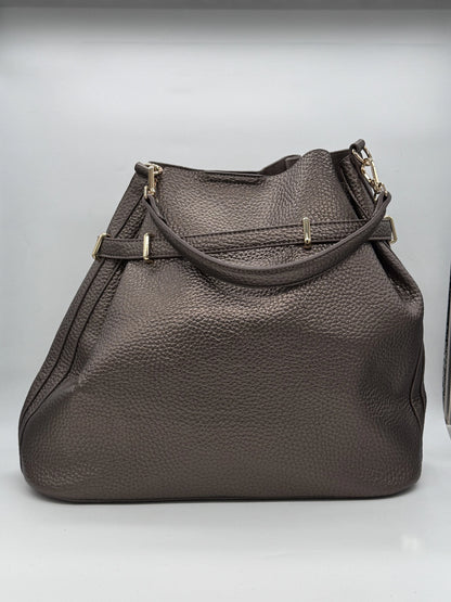 Mala Bucket Feminina em Pele| Camel, Bronze e Preto