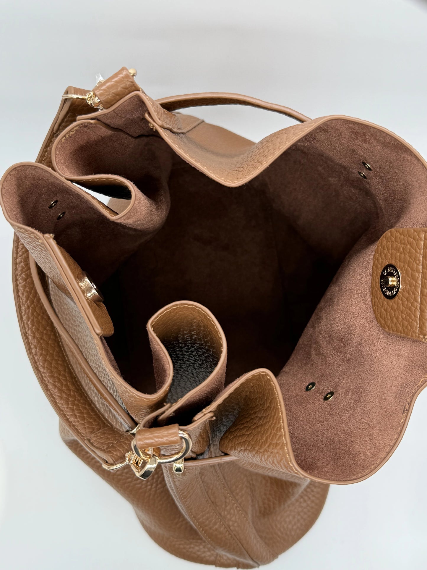 Mala Bucket Feminina em Pele| Camel, Bronze e Preto