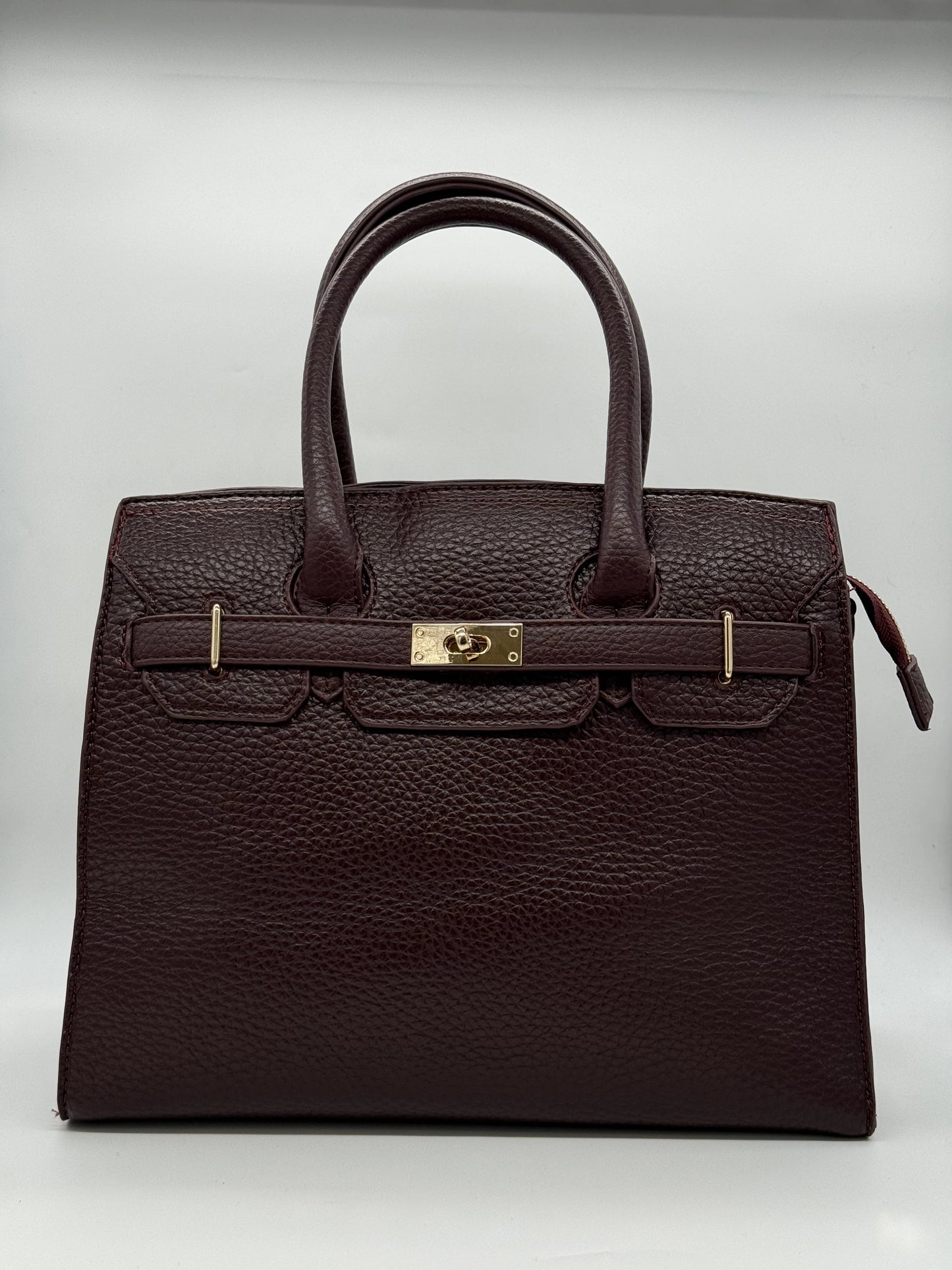 Mala de Pele Feminina com Fecho – Preto e Bordô