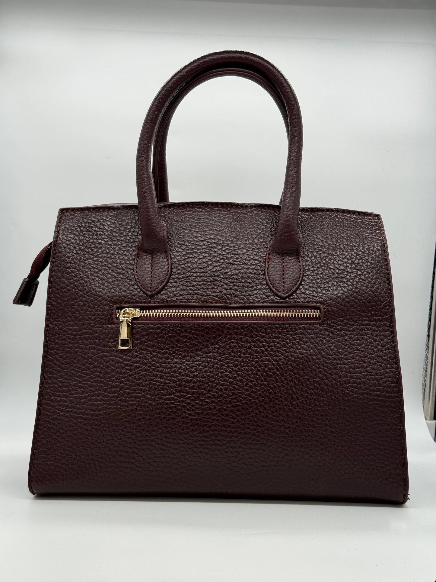 Mala de Pele Feminina com Fecho – Preto e Bordô