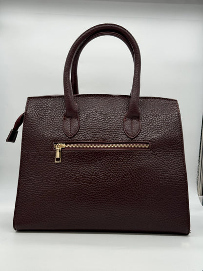 Mala de Pele Feminina com Fecho – Preto e Bordô