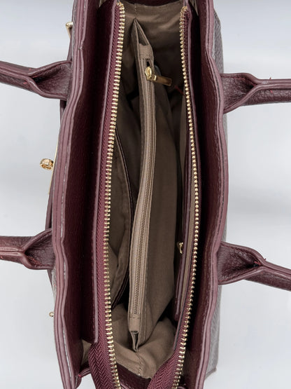 Mala de Pele Feminina com Fecho – Preto e Bordô