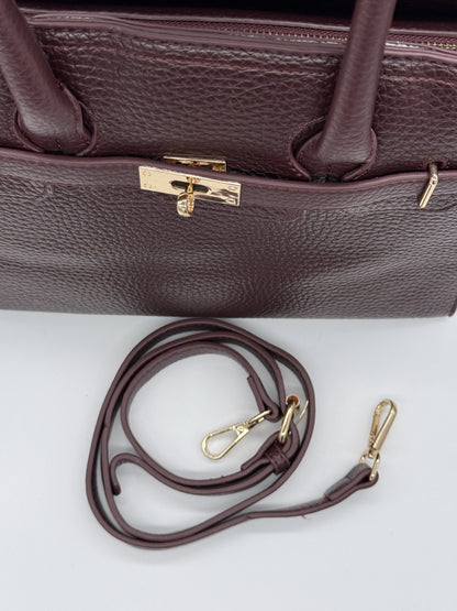 Mala de Pele Feminina com Fecho – Preto e Bordô