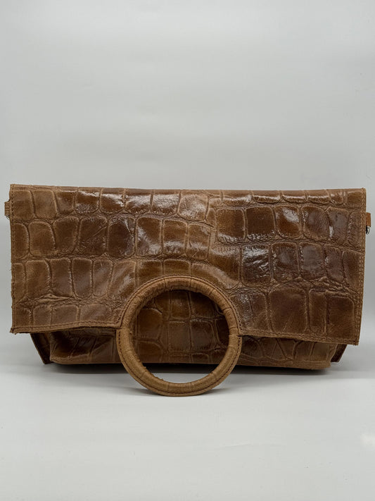 Clutch Elegante com Asa Circular – Bordô, Castanho, Preto, Verde e Camel