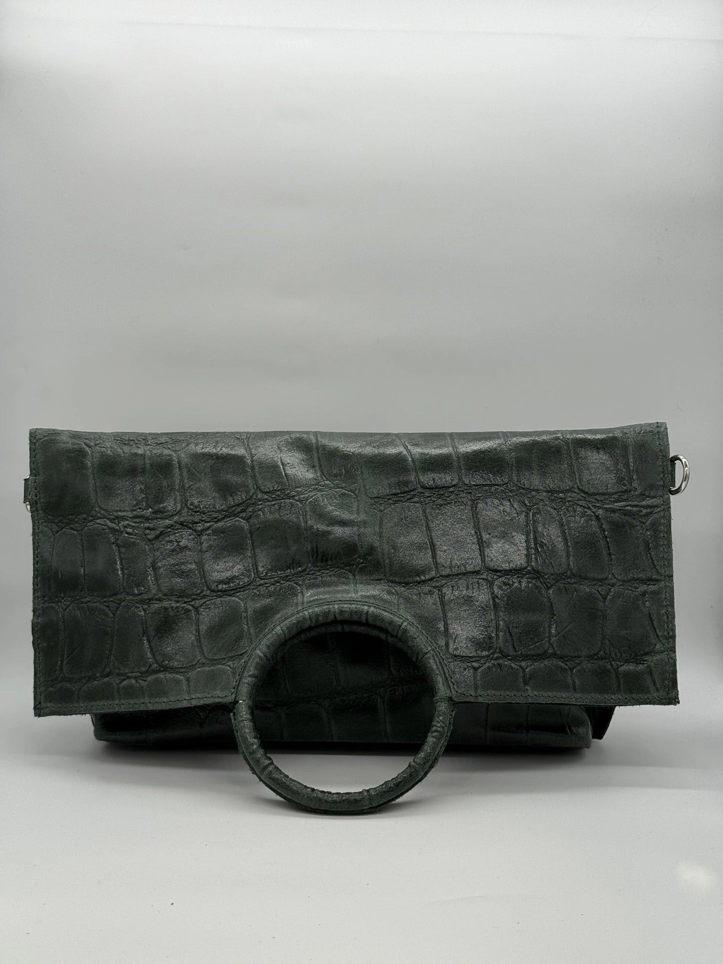 Clutch Elegante com Asa Circular – Bordô, Castanho, Preto, Verde e Camel