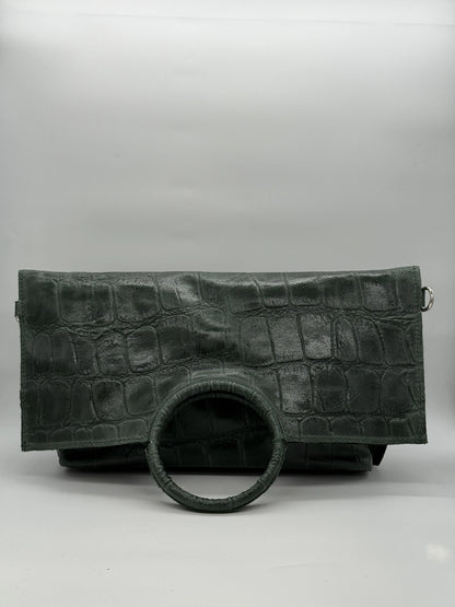 Clutch Elegante com Asa Circular – Bordô, Castanho, Preto, Verde e Camel