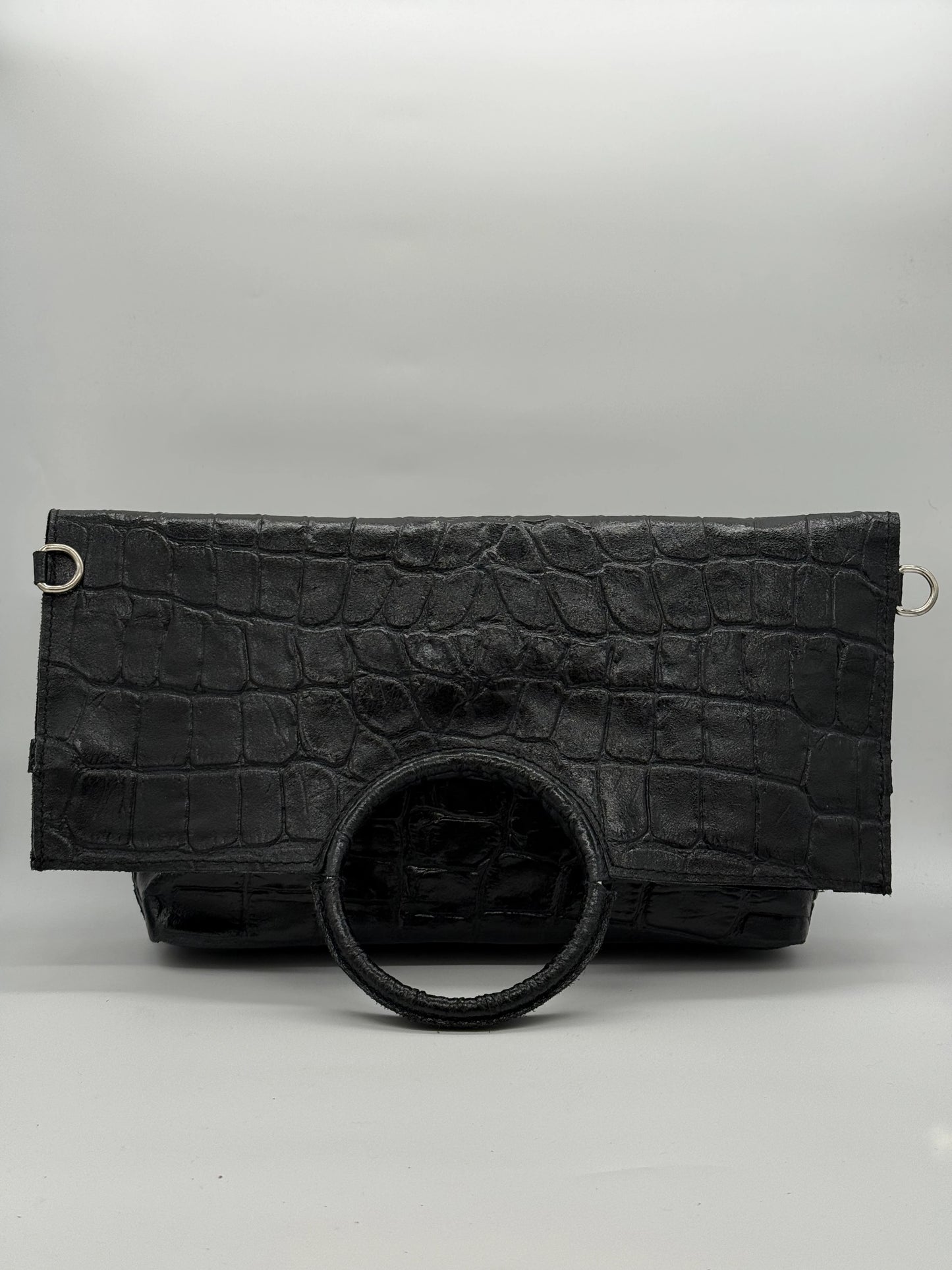 Clutch Elegante com Asa Circular – Bordô, Castanho, Preto, Verde e Camel