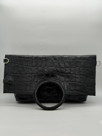 Clutch Elegante com Asa Circular – Bordô, Castanho, Preto, Verde e Camel