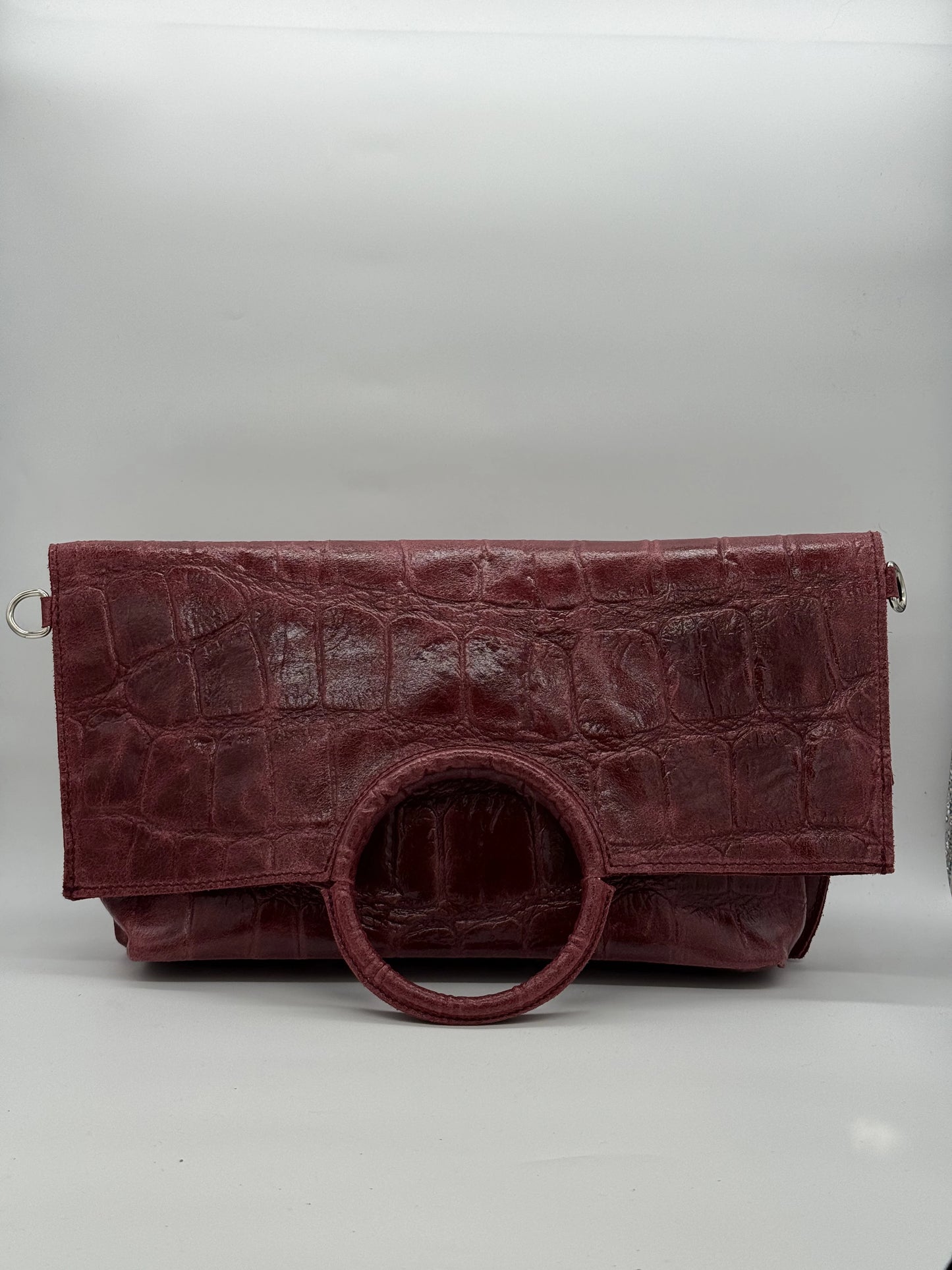 Clutch Elegante com Asa Circular – Bordô, Castanho, Preto, Verde e Camel