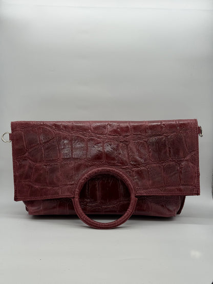 Clutch Elegante com Asa Circular – Bordô, Castanho, Preto, Verde e Camel