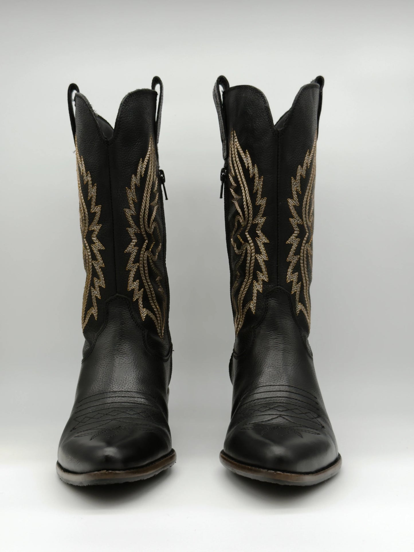 Botas Texanas Femininas de Salto Médio – Estilo Western Moderno em Castanho ou Preto
