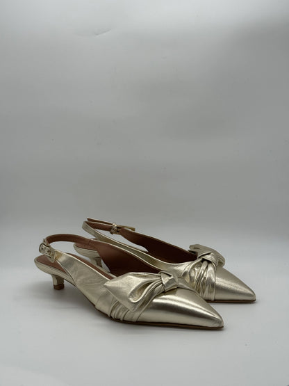 Slingbacks Elegantes Ivory ou Platina em Pele