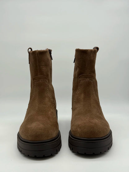 Botins Femininos Castanho de Cano Médio com Sola Chunky