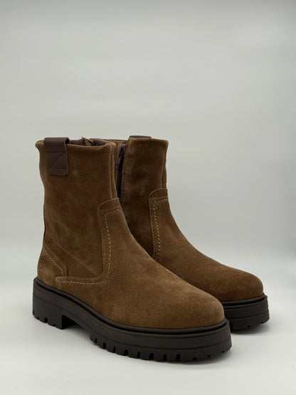 Botins Femininos Castanho de Cano Médio com Sola Chunky