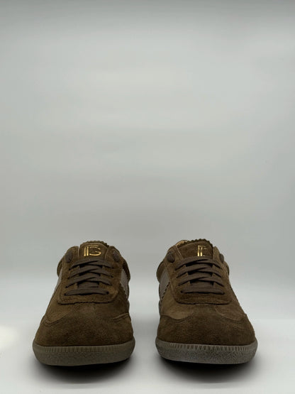 Zapatillas retro para mujer en burdeos y caqui